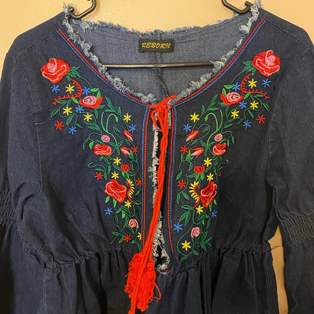 Embroidered Jean Dress!